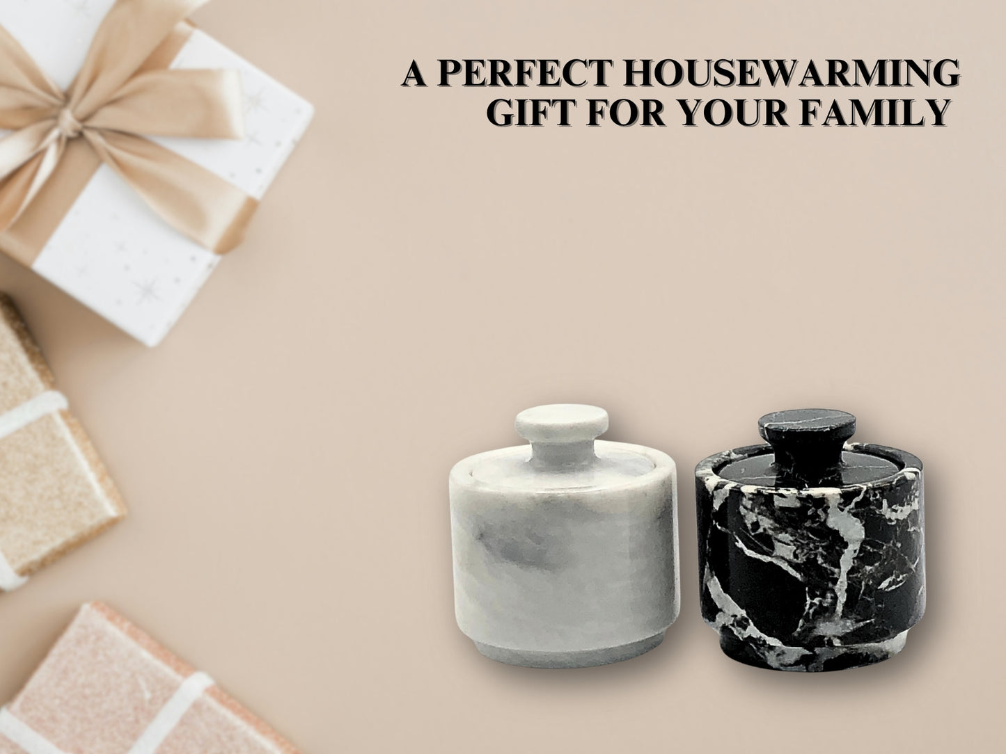White & Black Zebra Marble Salt Cellar