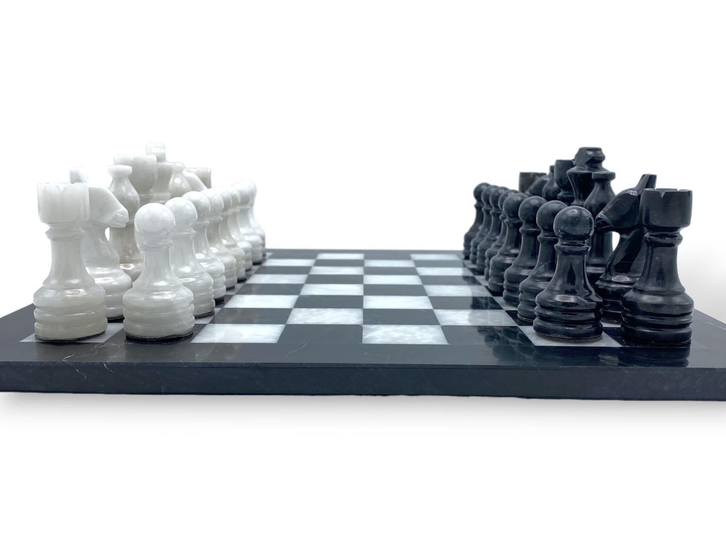 15 Inches Black and White Elegant Marble Chess Set