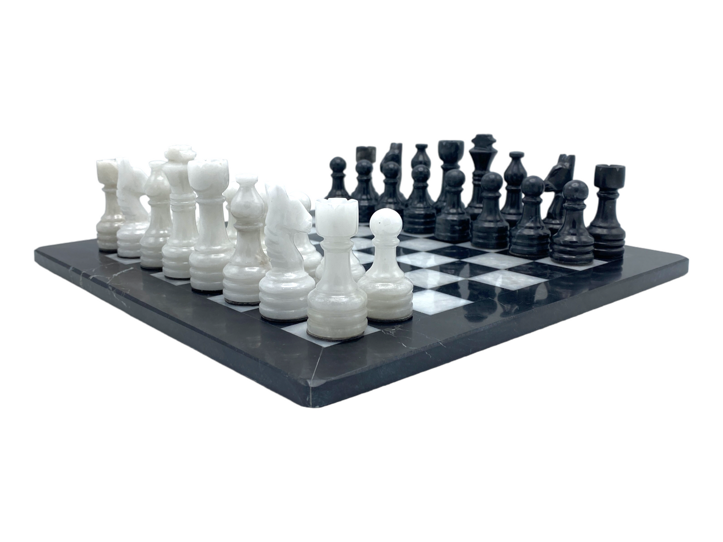 15 Inches Black and White Elegant Marble Chess Set