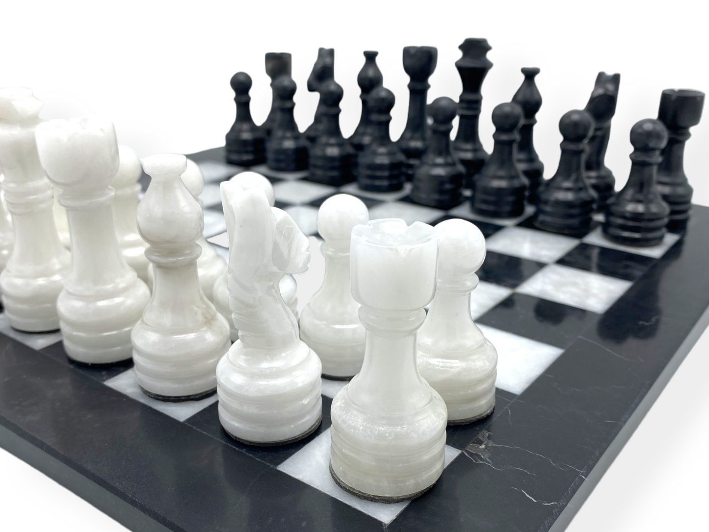15 Inches Black and White Elegant Marble Chess Set