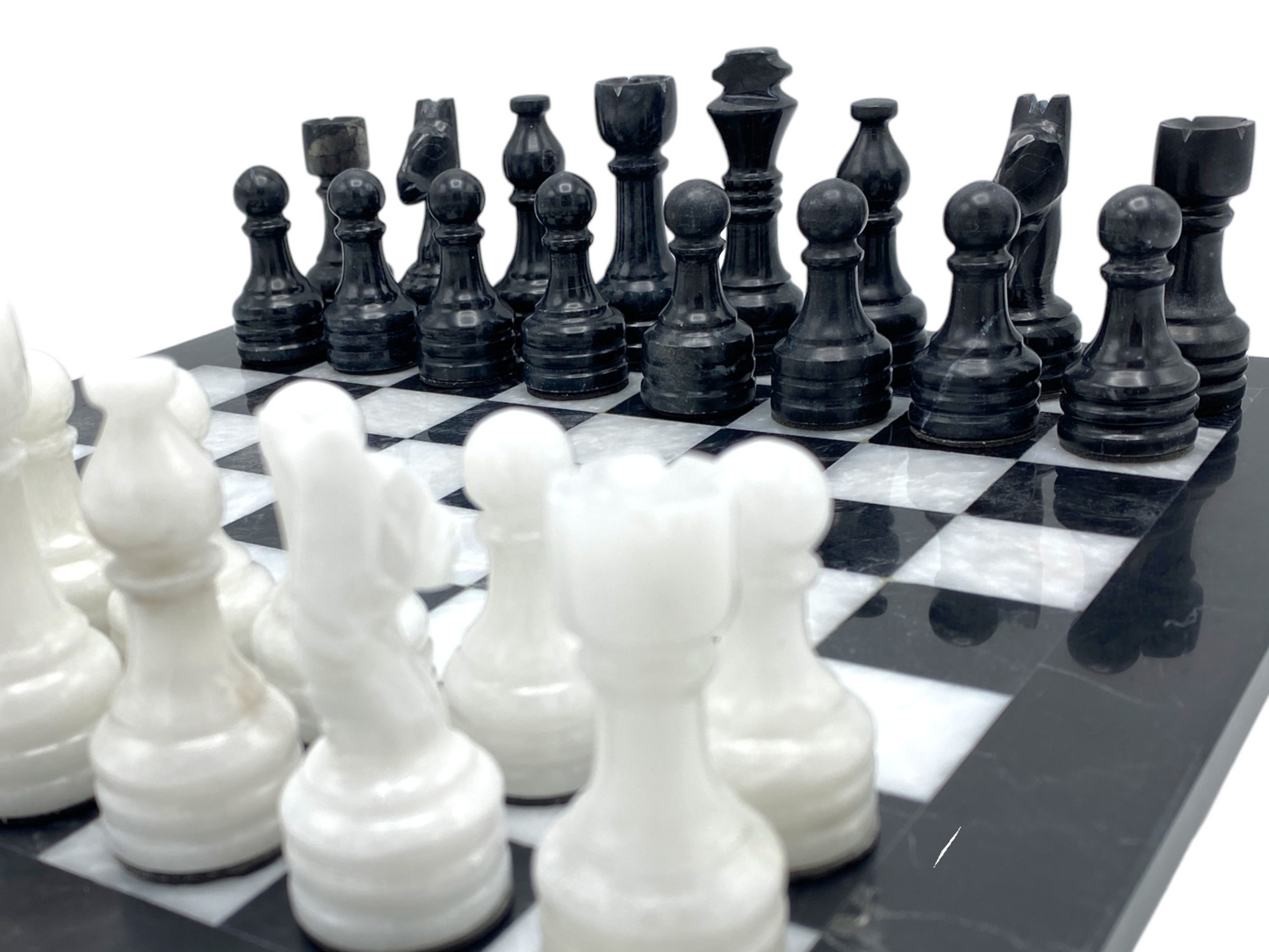 15 Inches Black and White Elegant Marble Chess Set