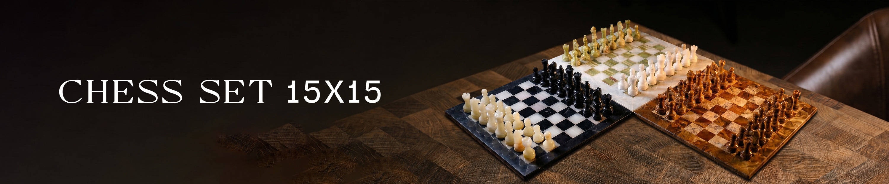 15 Inch Chess Set — Handcrafted Marble and Onyx sets