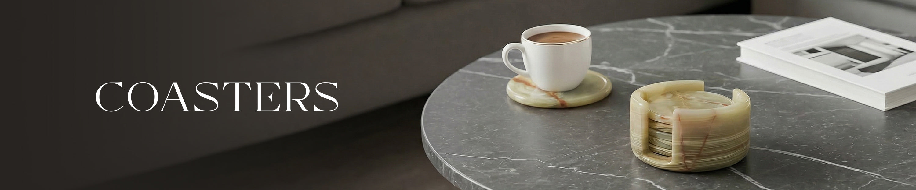 Round Coaster Set Collection — Natural Marble Coasters