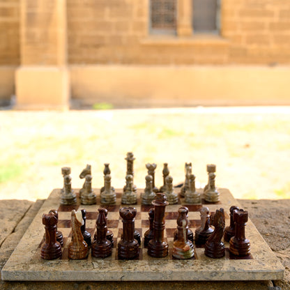 Coral Multi Marble Chess Set High Quality 12 Inches