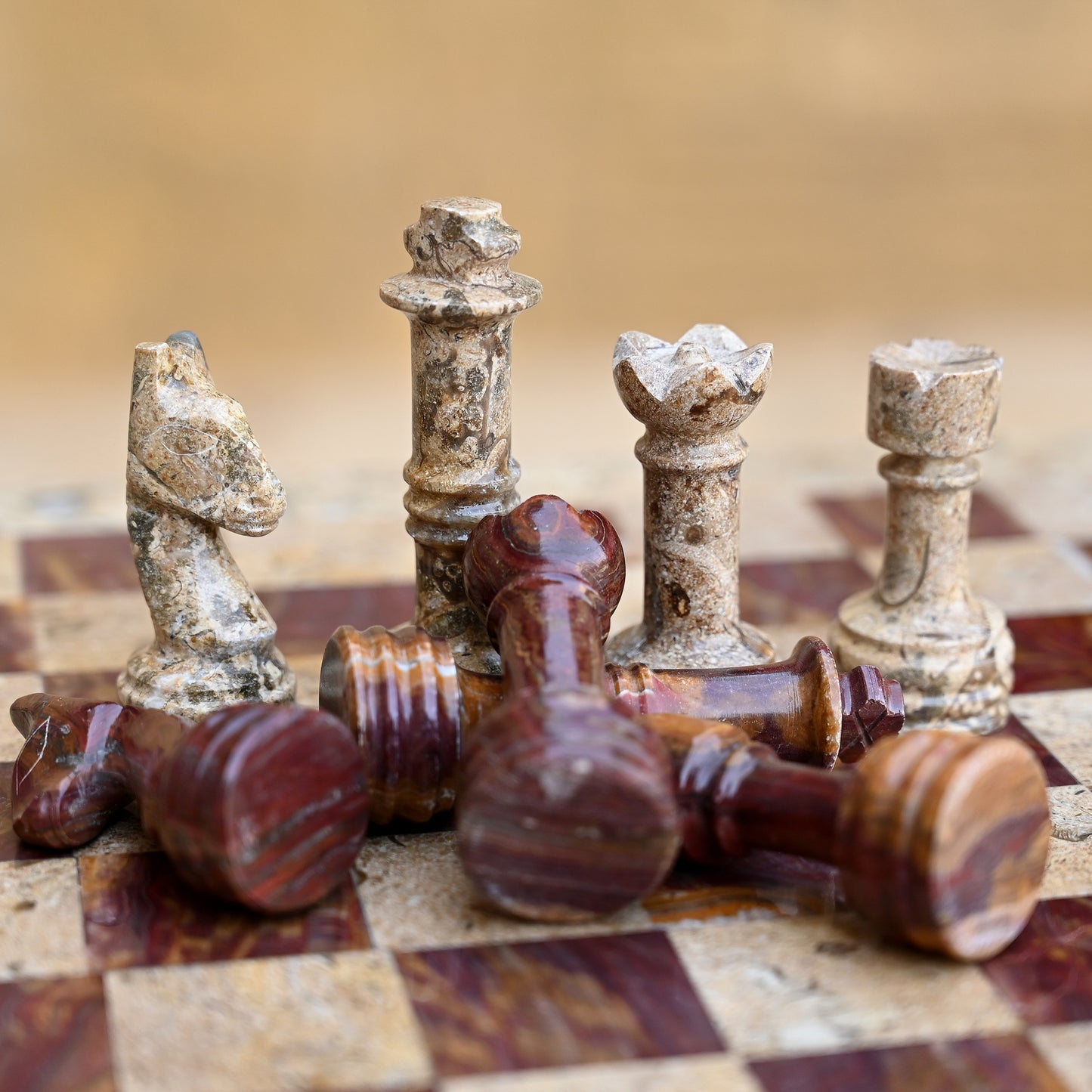 Coral Multi Marble Chess Set High Quality 12 Inches