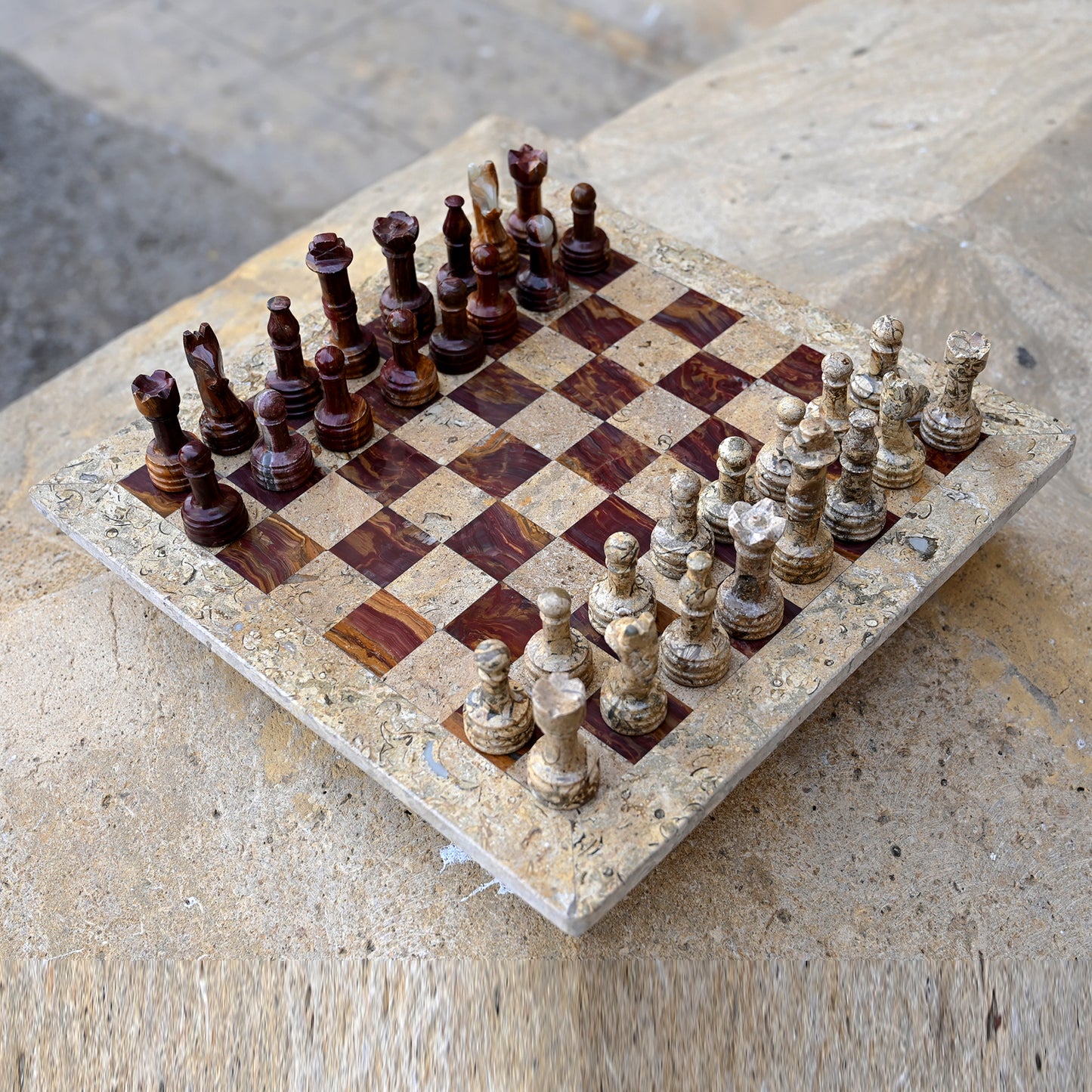 Coral Multi Marble Chess Set High Quality 12 Inches