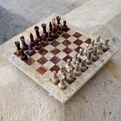 Coral Multi Marble Chess Set High Quality 12 Inches