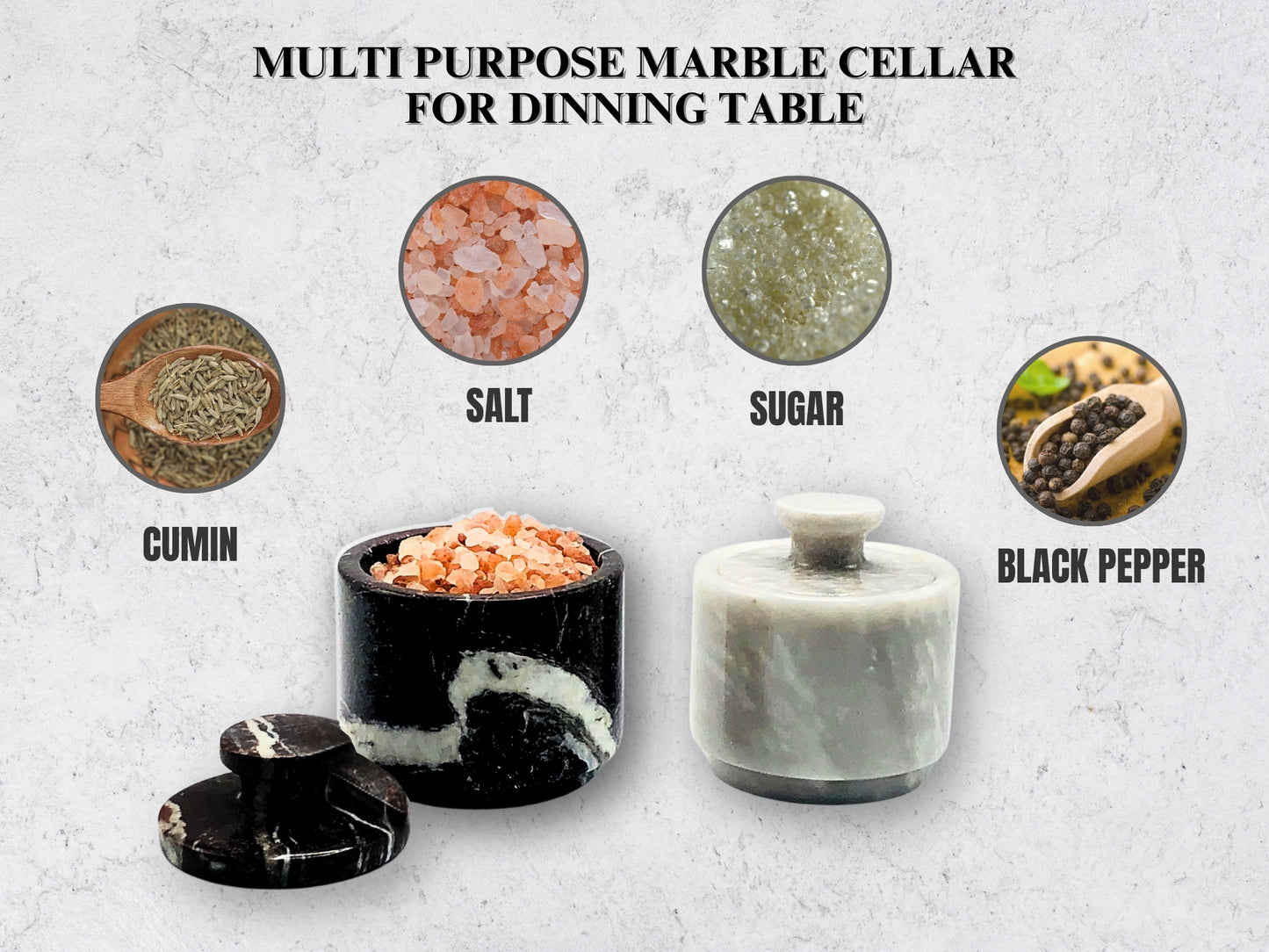 White & Black Zebra Marble Salt Cellar
