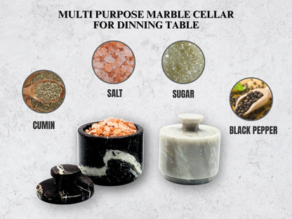 White & Black Zebra Marble Salt Cellar