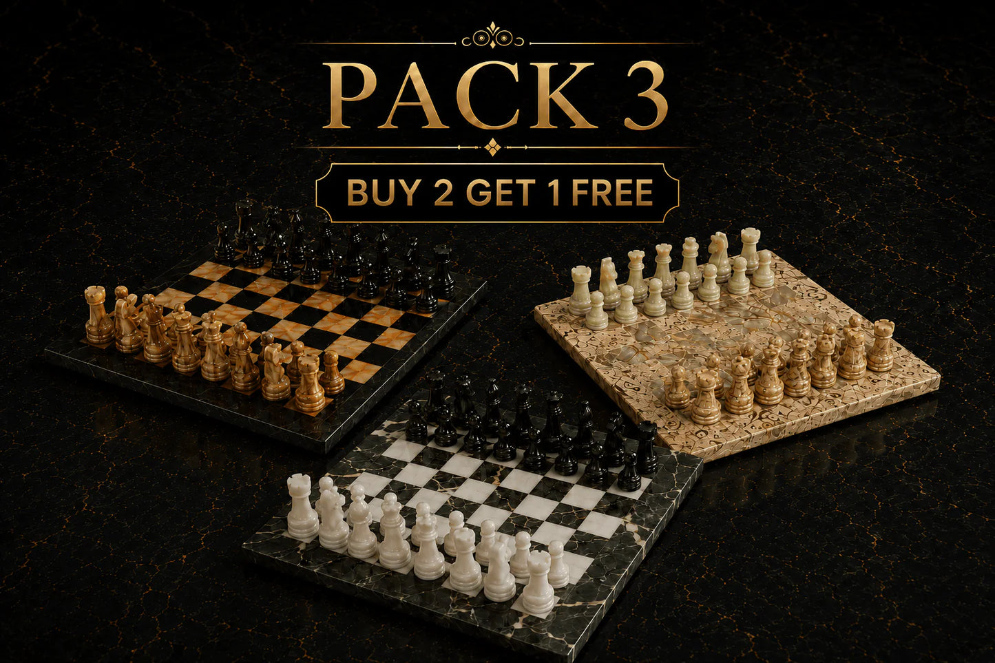 Triple the Fun: Buy 2 Marble Chess Sets, Get 1 Free