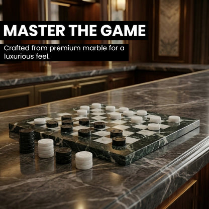 White And Black Marble Checkers Set – ( 32 Luxury Pieces Only )