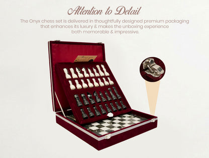 Black Zebra and White Marble Chess Set 12 Inches