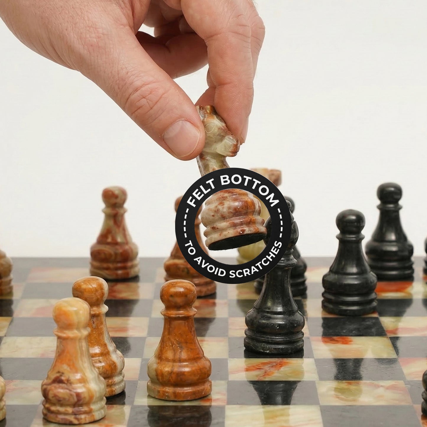Black and Green Onyx Beautiful Chess Set 12 inches