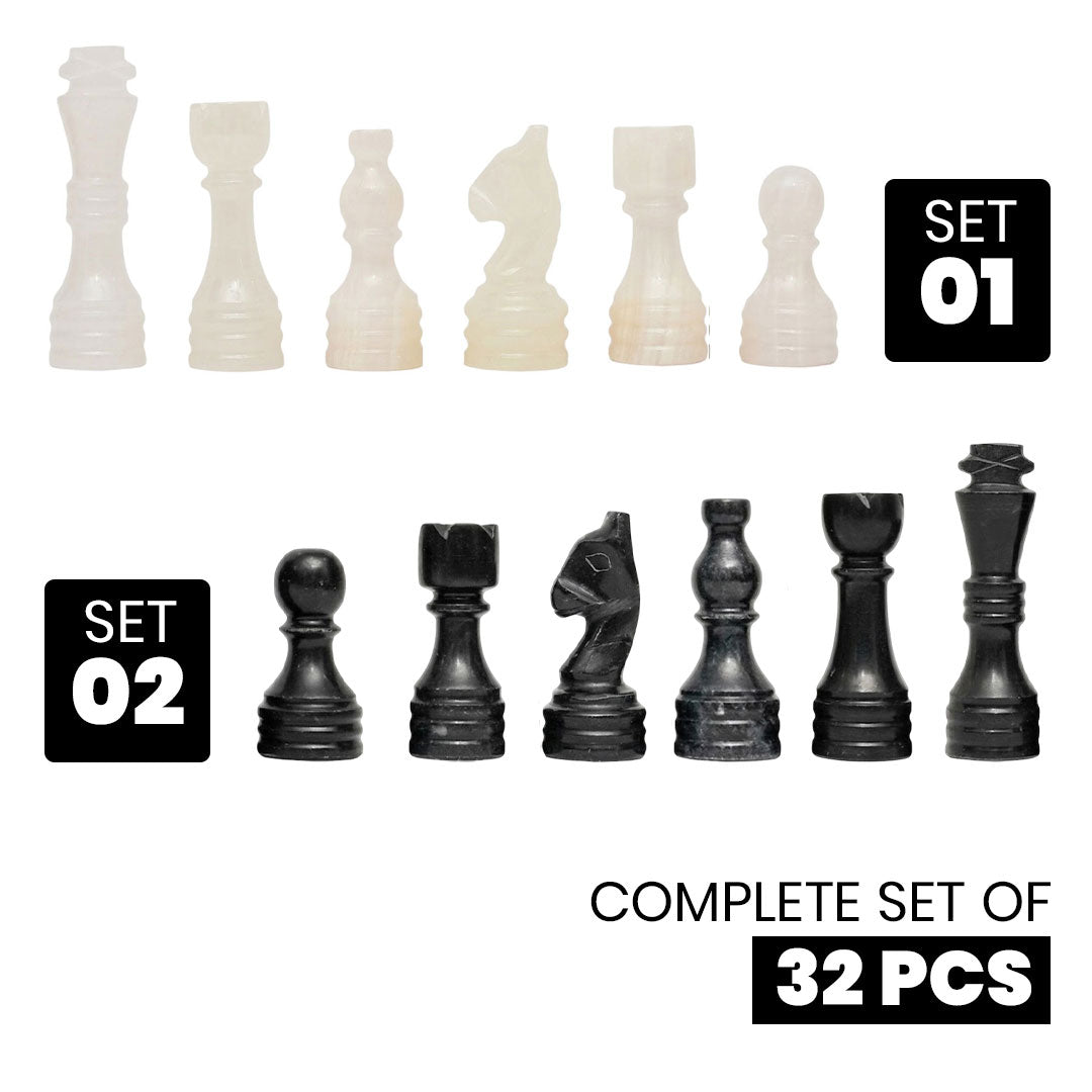 Black Onyx Marble Chess Pieces for 12 to 16 Inches Board