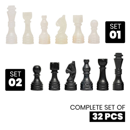Black Onyx Marble Chess Pieces for 12 to 16 Inches Board