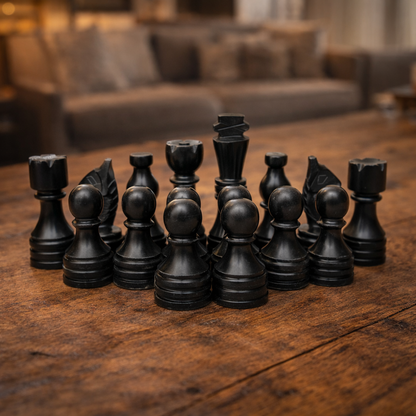 Black Onyx Marble Chess Pieces for 12 to 16 Inches Board