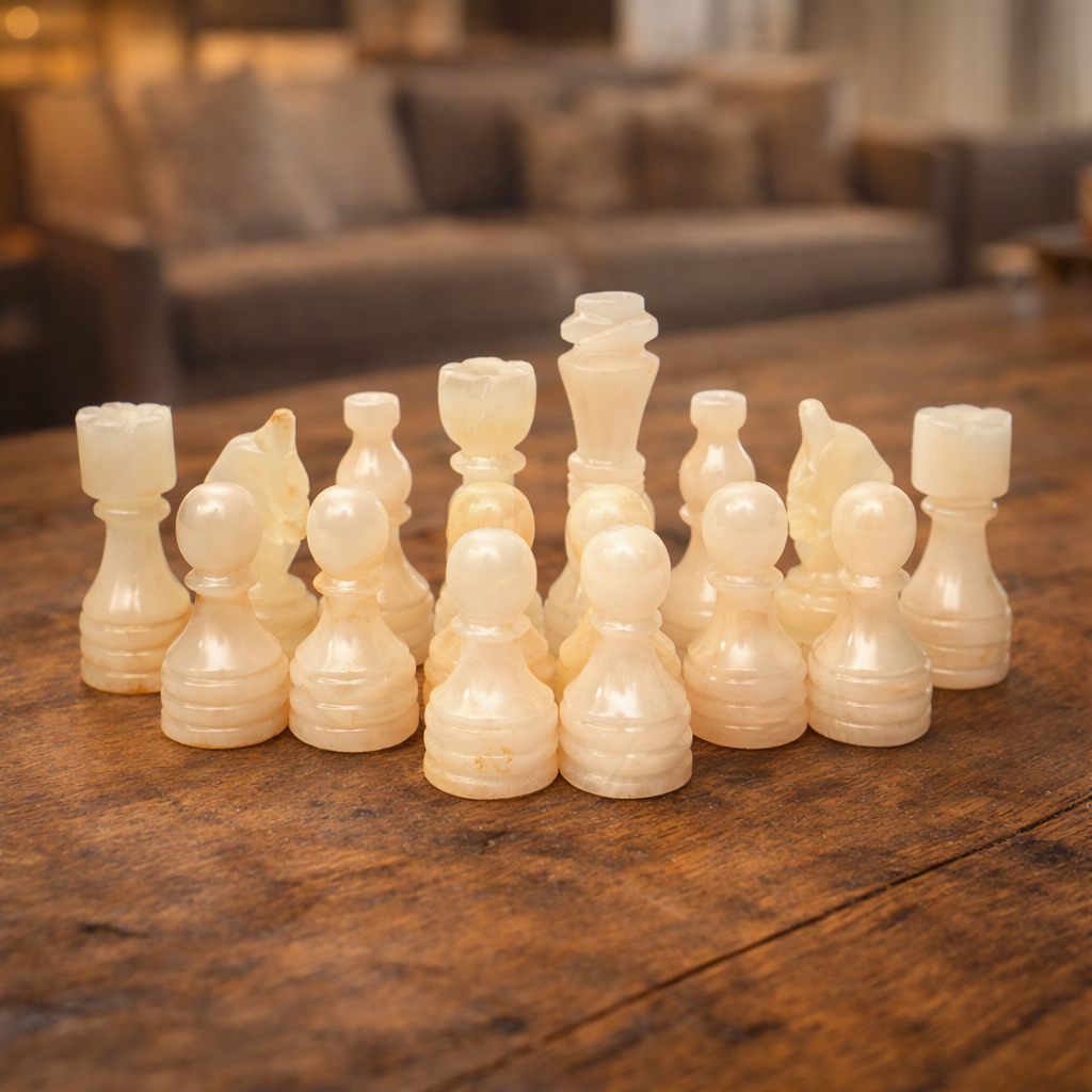 Black Onyx Marble Chess Pieces for 12 to 16 Inches Board