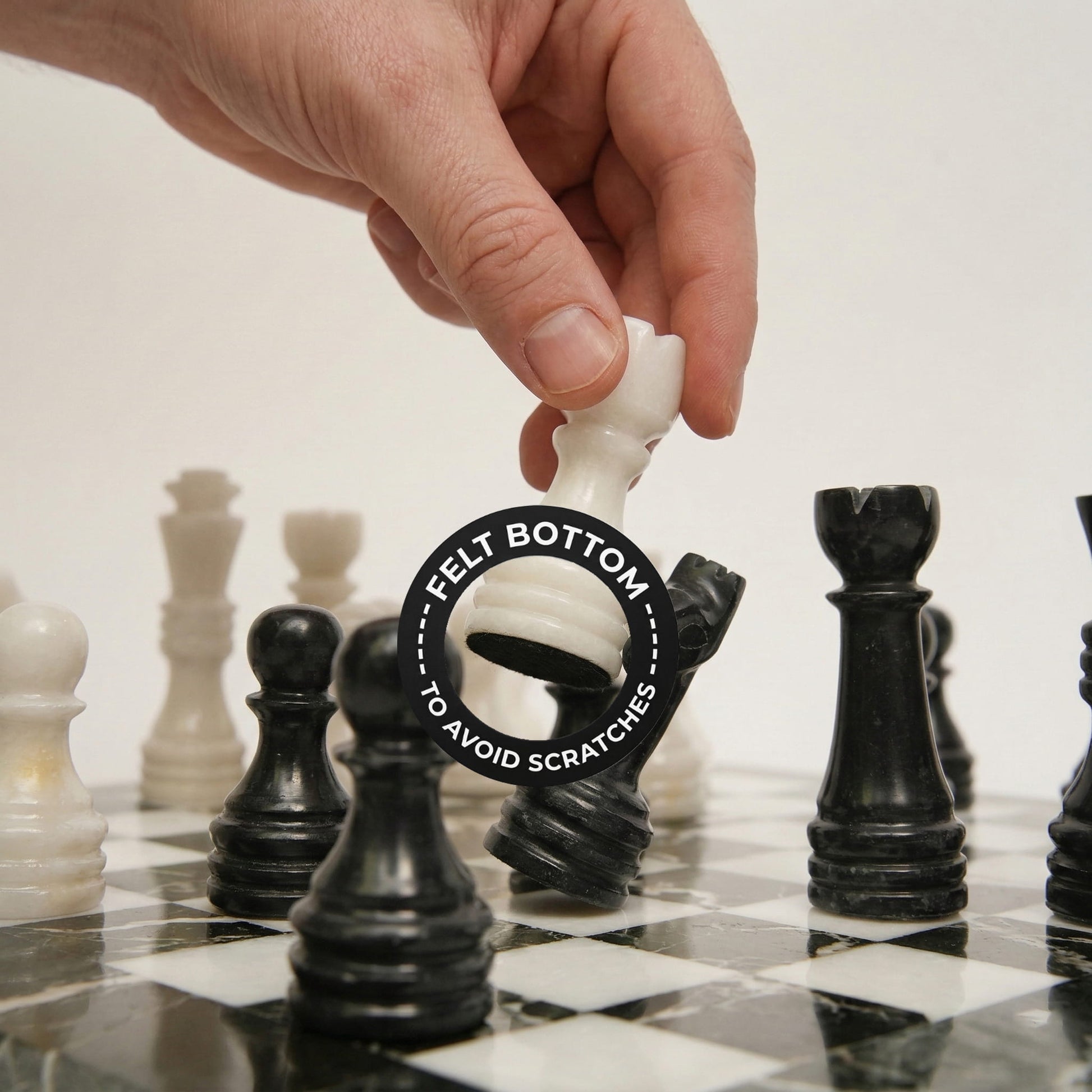 Black Zebra and White Marble Chess Set 12 Inches