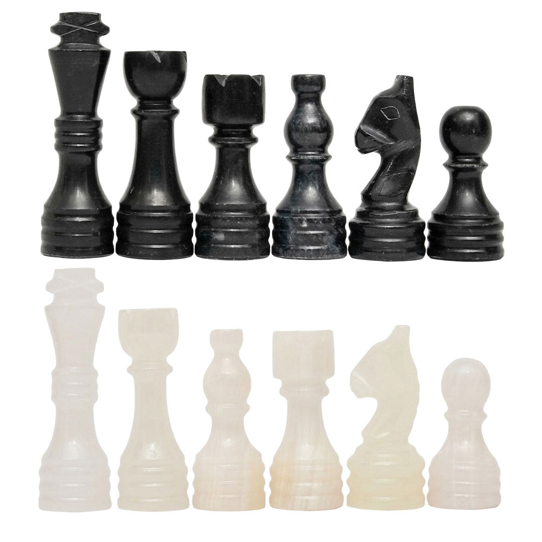 Black Onyx Marble Chess Pieces for 12 to 16 Inches Board