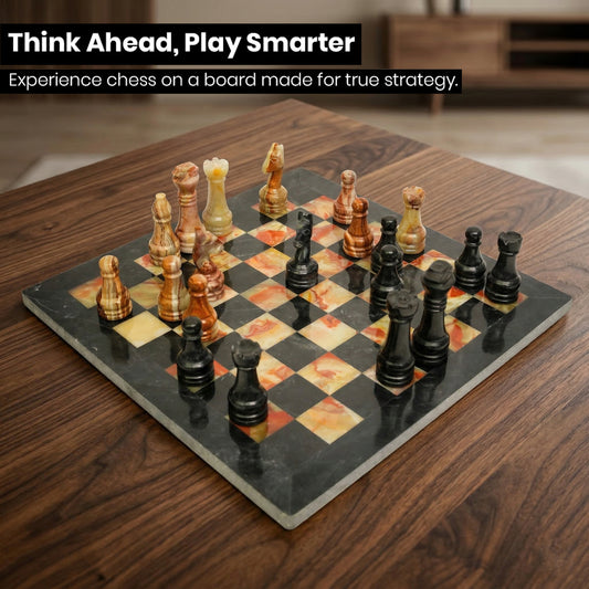 Black and Green Onyx Beautiful Chess Set 12 inches