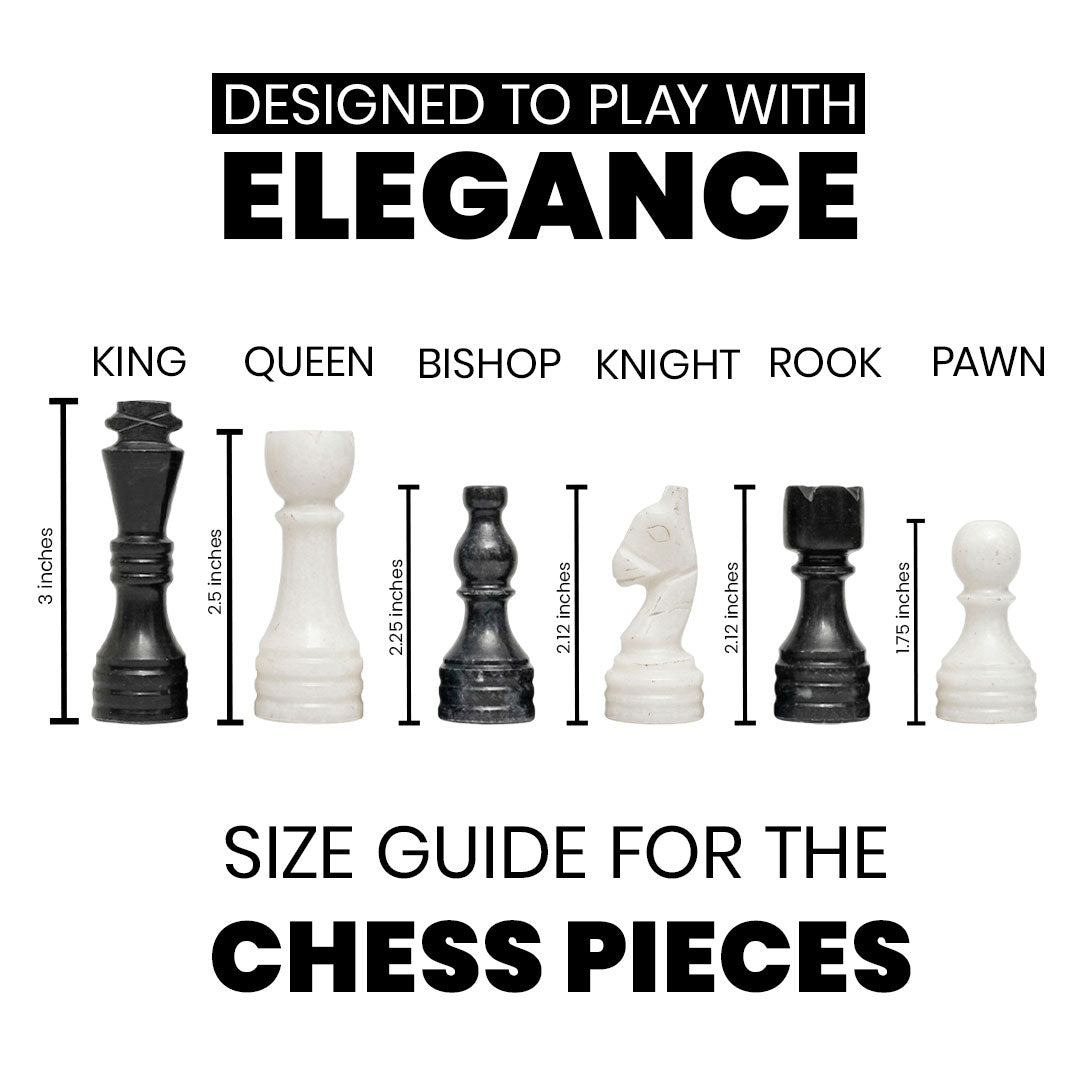 Black and White Chess Pieces for 12 to 16 Inches Board