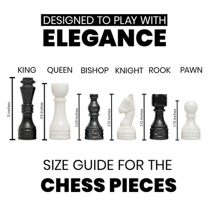 Black and White Chess Pieces for 12 to 16 Inches Board
