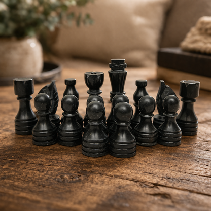 Black and White Chess Pieces for 12 to 16 Inches Board