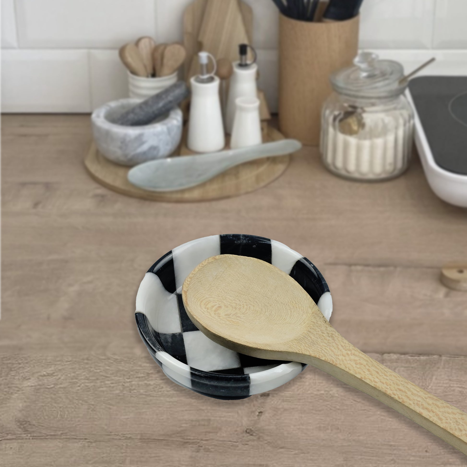 Black and White Marble Spoon Rest