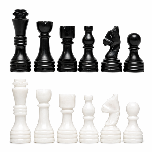 Black and White Chess Pieces for 12 to 16 Inches Board - Handcrafted (Pieces Only)