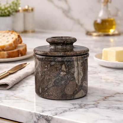 Oceanic Marble Butter Keeper with Lid - French Butter Keeper