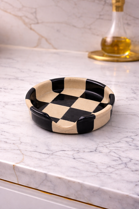 Verona Black Marble Spoon Rest - Checkered Design | OceanicX