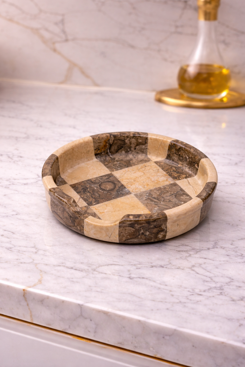 Verona Oceanic Marble Spoon Rest - Premium Marble Checkered Design