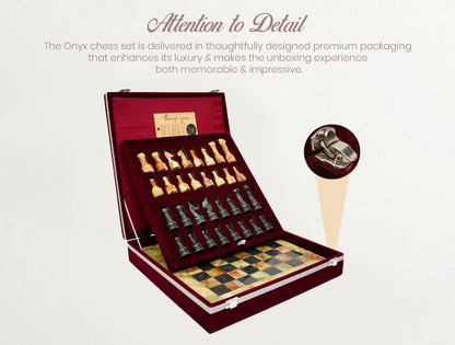 Elegant Green Onyx and Black Chess Set 12 inches