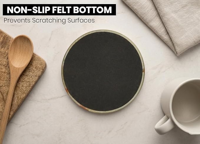 Green Onyx Round Marble Coaster (Set of 6)