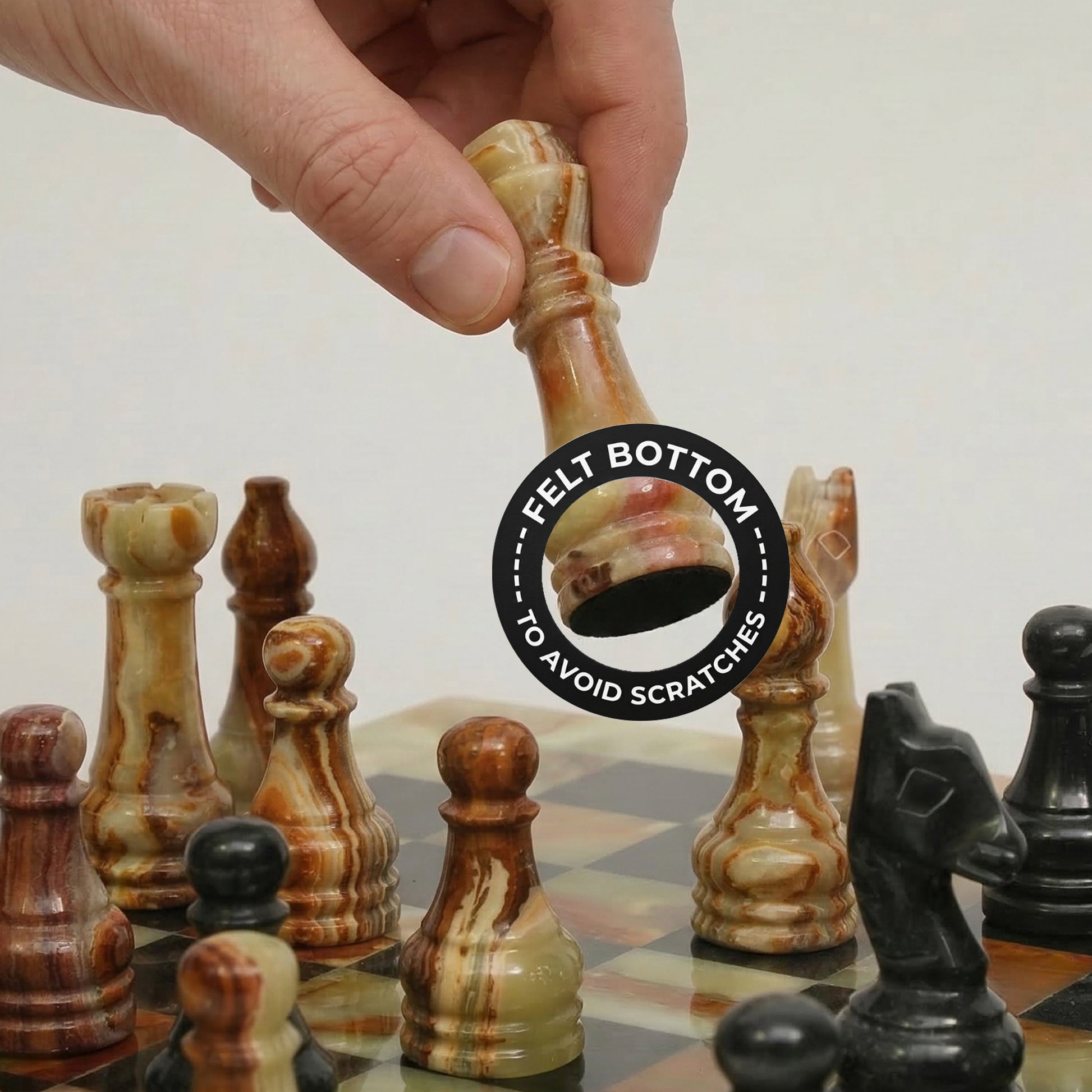 Elegant Green Onyx and Black Chess Set 12 inches
