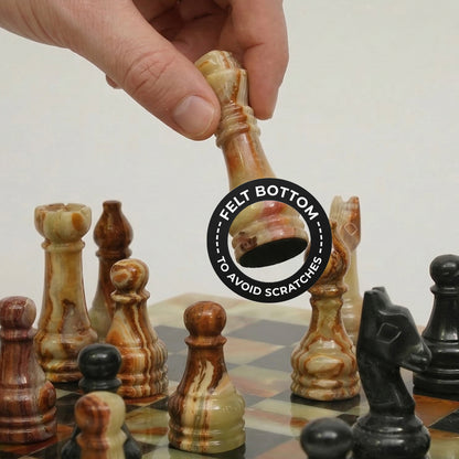Elegant Green Onyx and Black Chess Set 12 inches