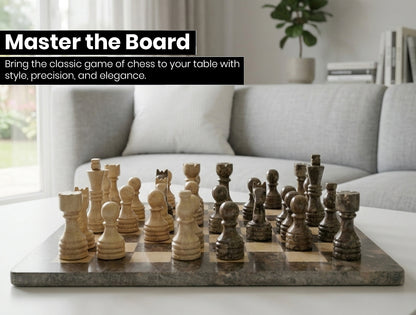 Grey and Verona Marble Chess Set 12 Inches