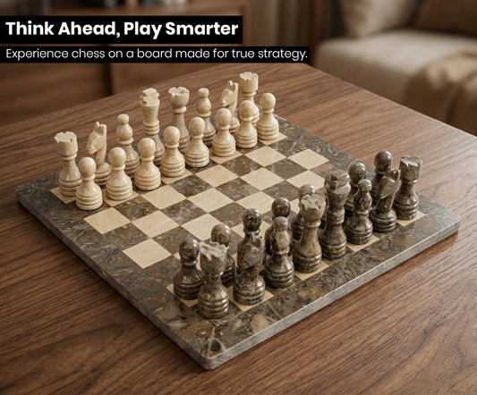 Grey and Verona Marble Chess Set 12 Inches