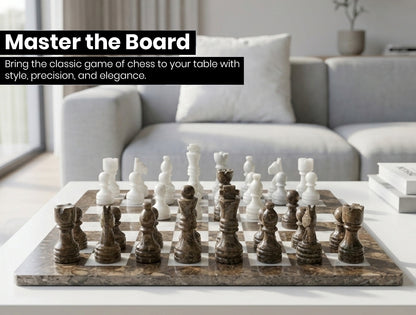 Grey and White High Quality Marble Chess Set 12 Inches