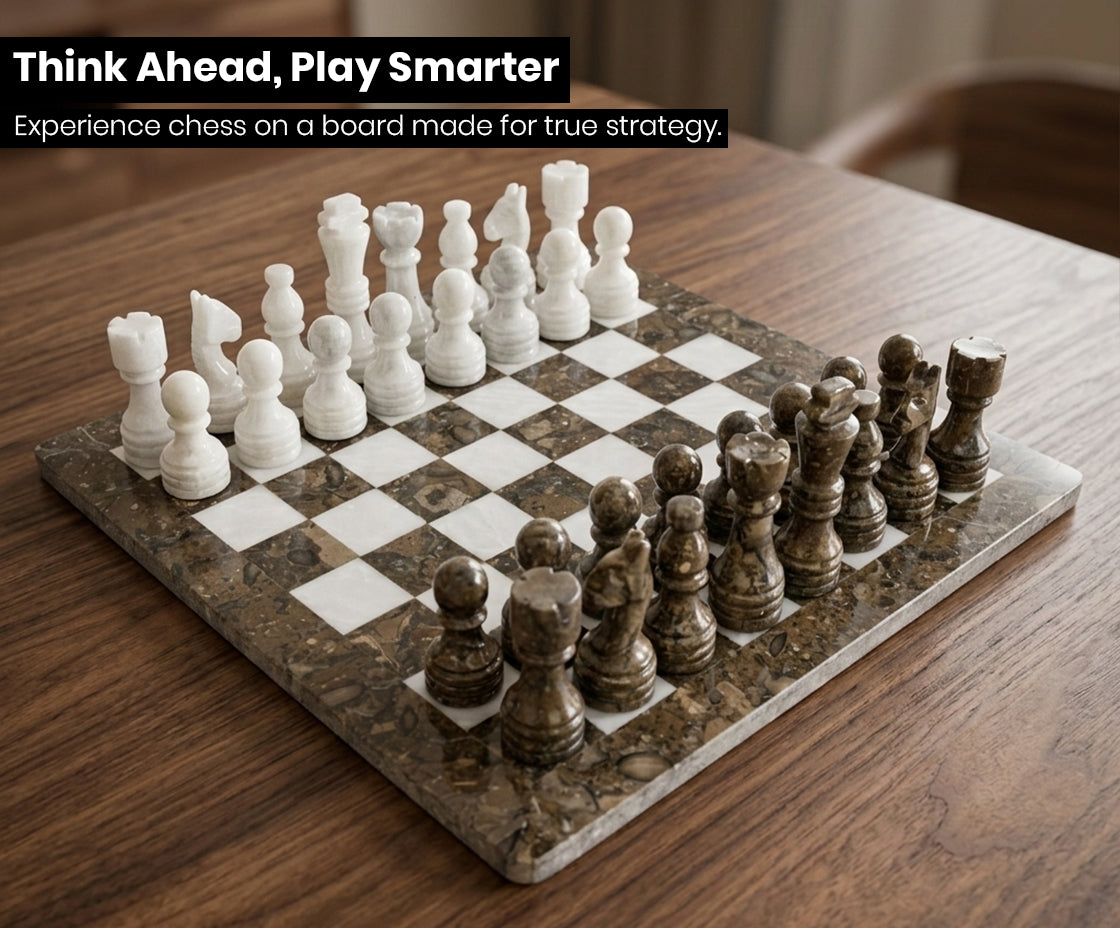 Grey and White High Quality Marble Chess Set 12 Inches