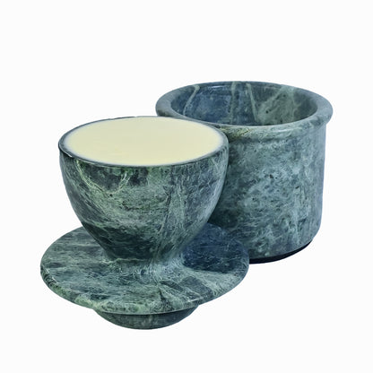Jungle Green Marble Butter Keeper with Lid - Marble Butter Dish