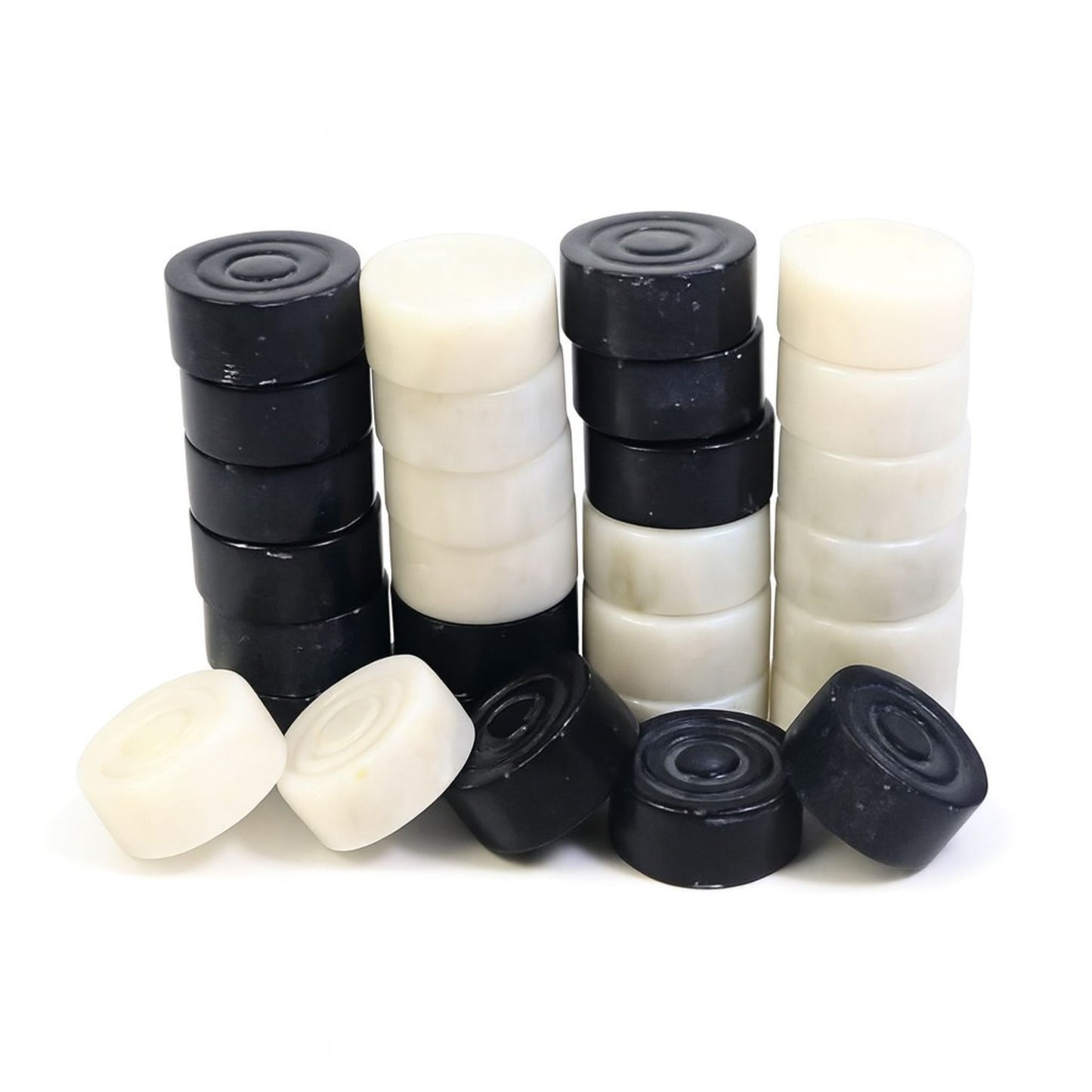 White And Black Marble Checkers Set – ( 32 Luxury Pieces Only )