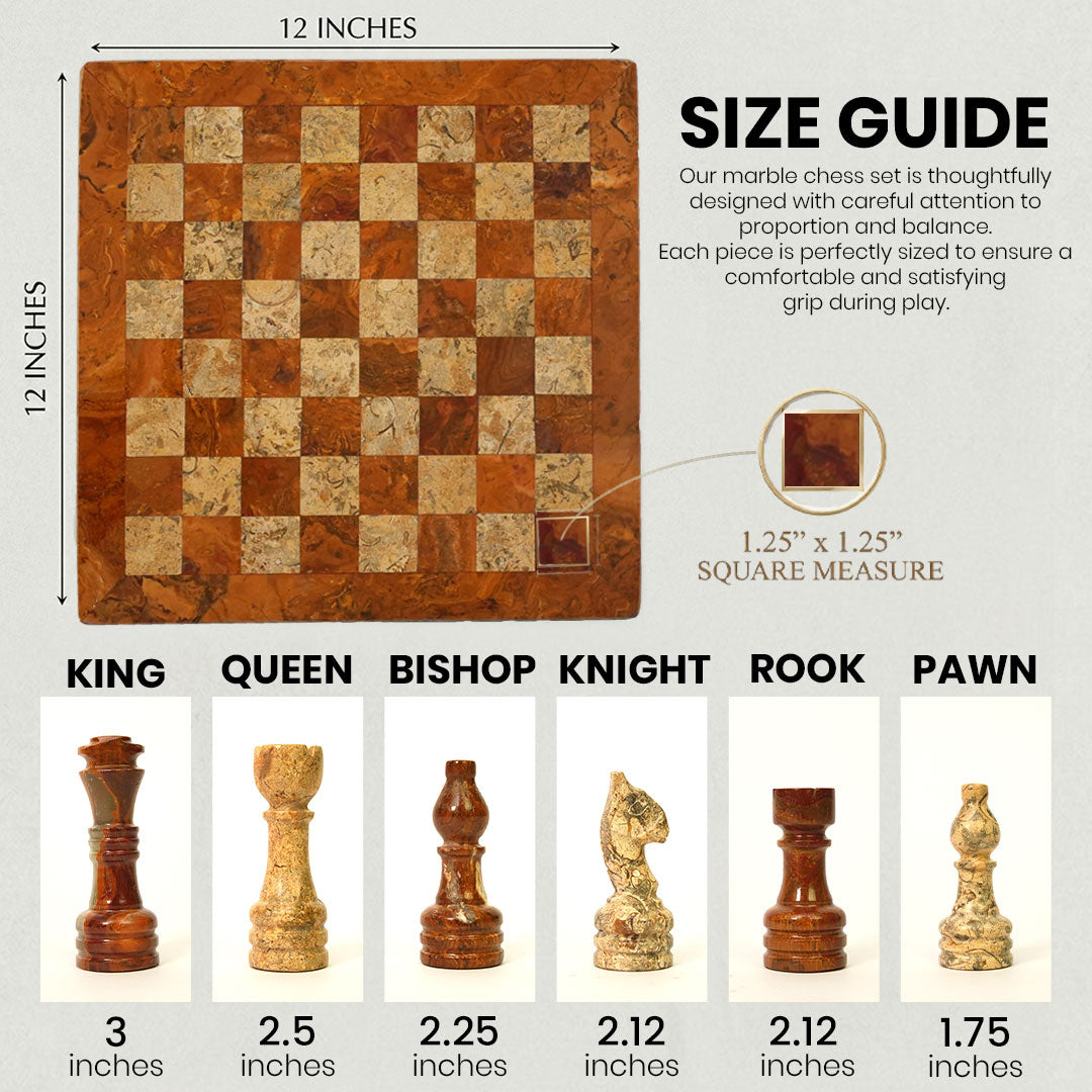 Multi Coral Premium Handmade Chess Set 12 Inches