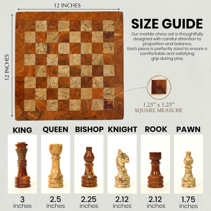 Multi Coral Premium Handmade Chess Set 12 Inches