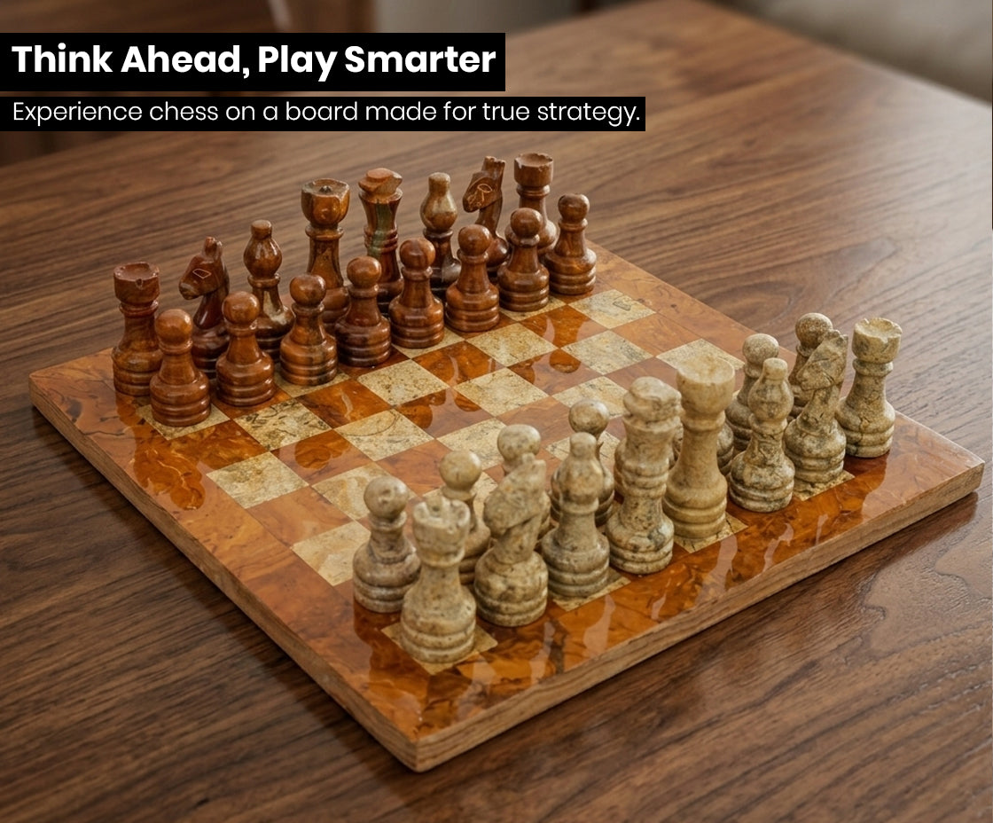 Multi Coral Premium Handmade Chess Set 12 Inches