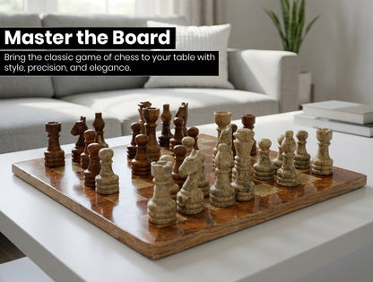 Multi Coral Premium Handmade Chess Set 12 Inches