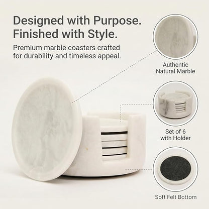 White Round Marble Coaster