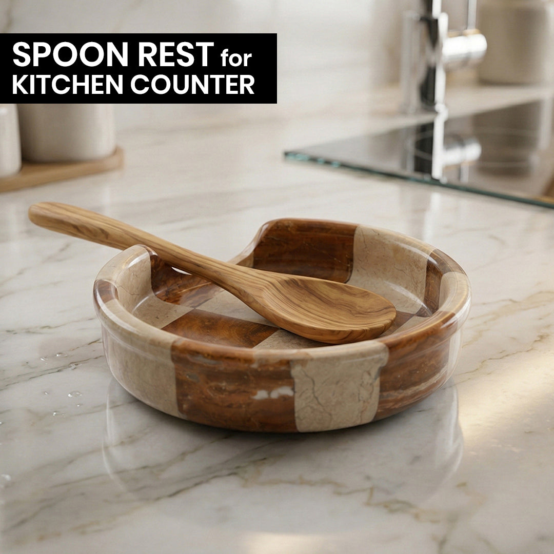 Verona Brown Marble Spoon Rest - Premium Marble | OceanicX