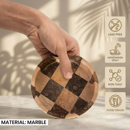 Verona Oceanic Marble Spoon Rest - Premium Marble Checkered Design