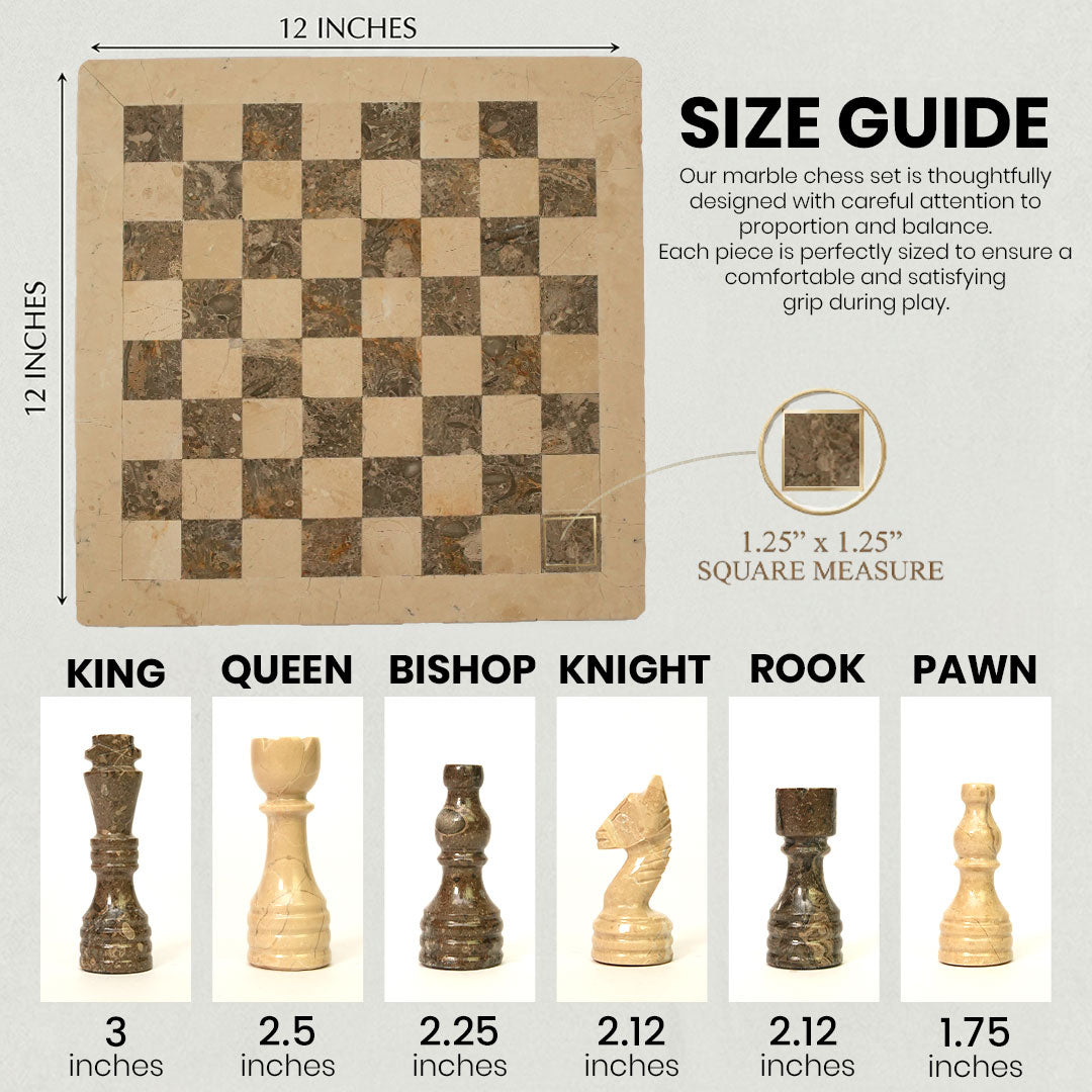 Verona and Grey Marble Chess Set 12 Inches
